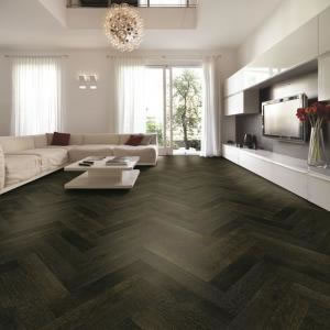 Artisan Flooring - Oak Smoked & Black Stained Herringbone